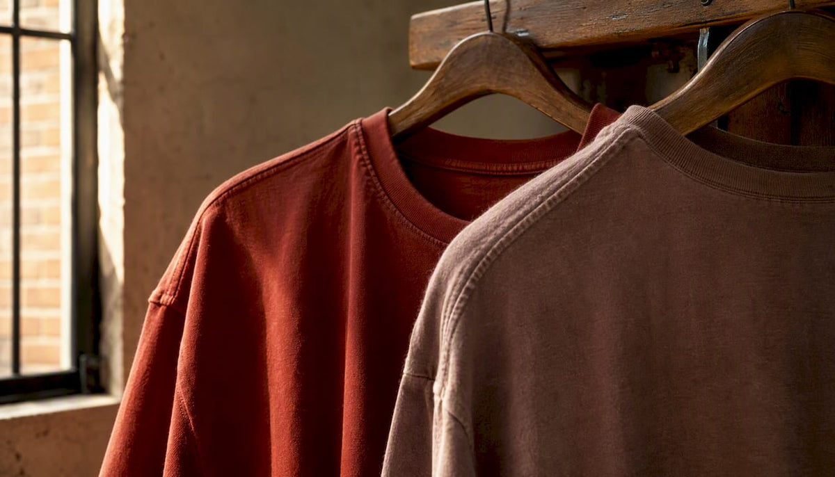 Close-up of pigment-dyed and garment-dyed fabric textures
