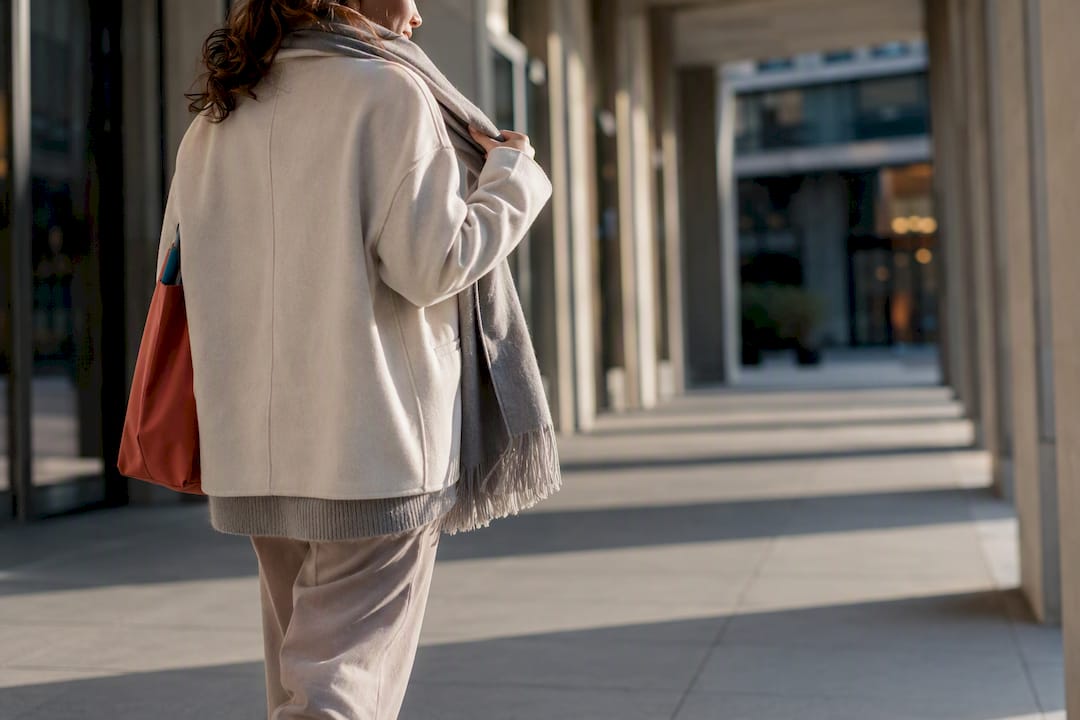 Young adult styling a modest layered outfit