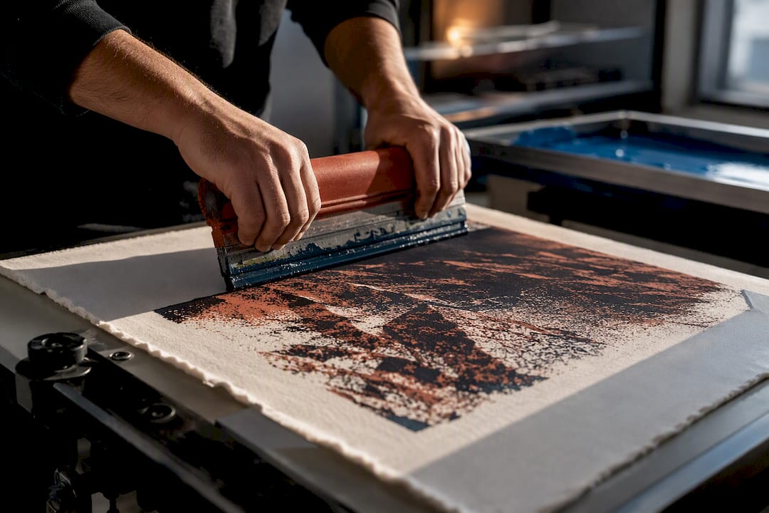 Screen-printing proof on cropped knit fabric