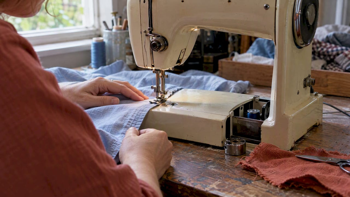 Single needle machine stitching shirt hem