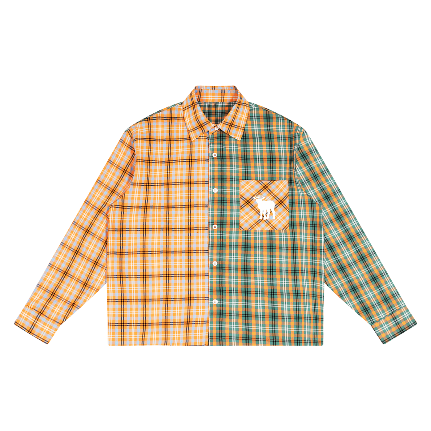 Unisex Oversized Plaid Color Block Shirt