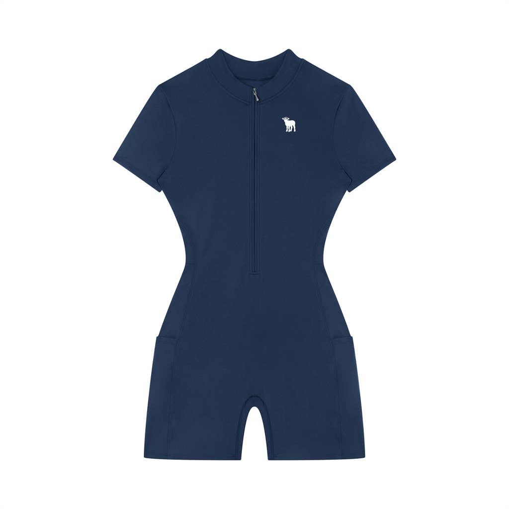 Women's Quarter-Zip Short Sleeve Romper