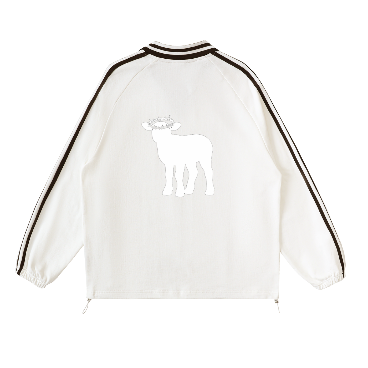Contrast Striped Lapel Collar Sweatshirt