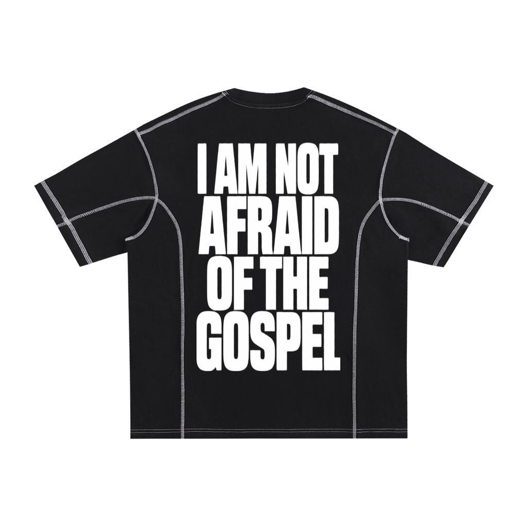 I AM NOT AFRAID OF THE GOSPEL Streetwear Contrast-Stitched Cotton T-Shirt