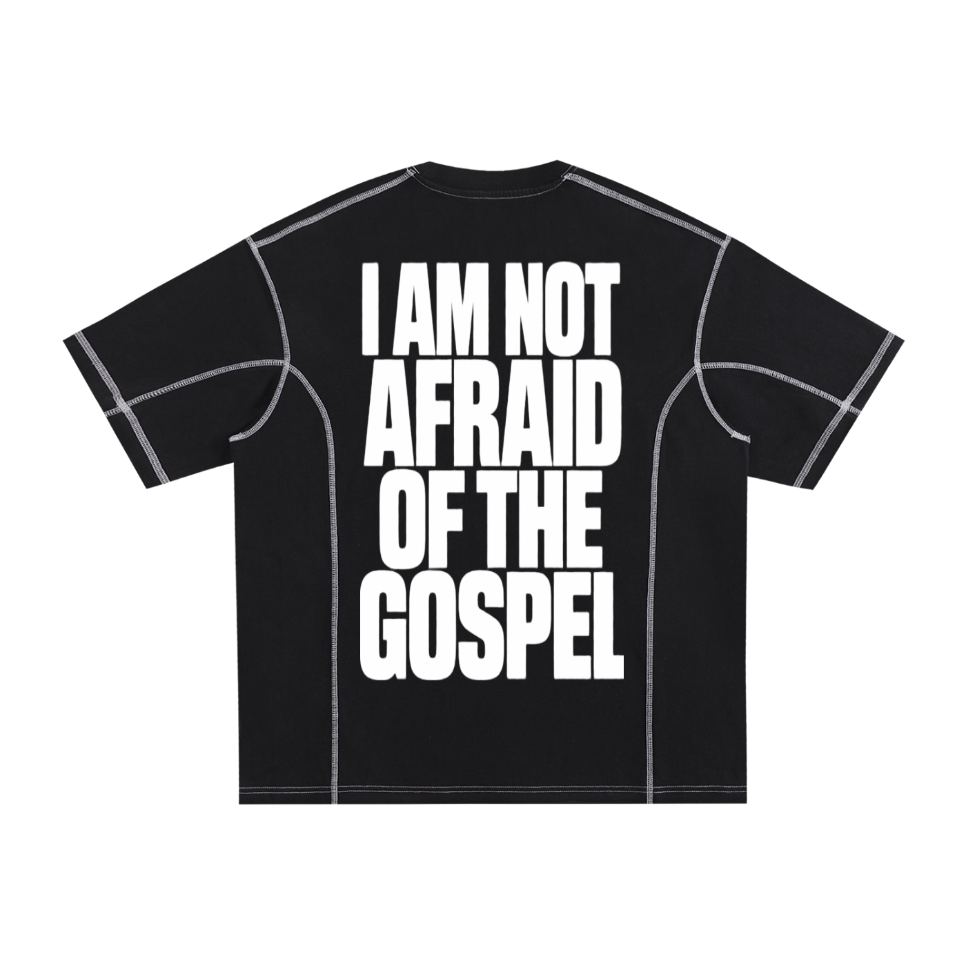 I AM NOT AFRAID OF THE GOSPEL Streetwear Contrast-Stitched Cotton T-Shirt