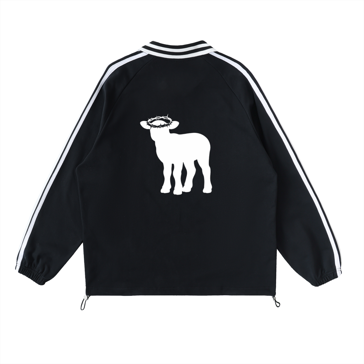Contrast Striped Lapel Collar Sweatshirt