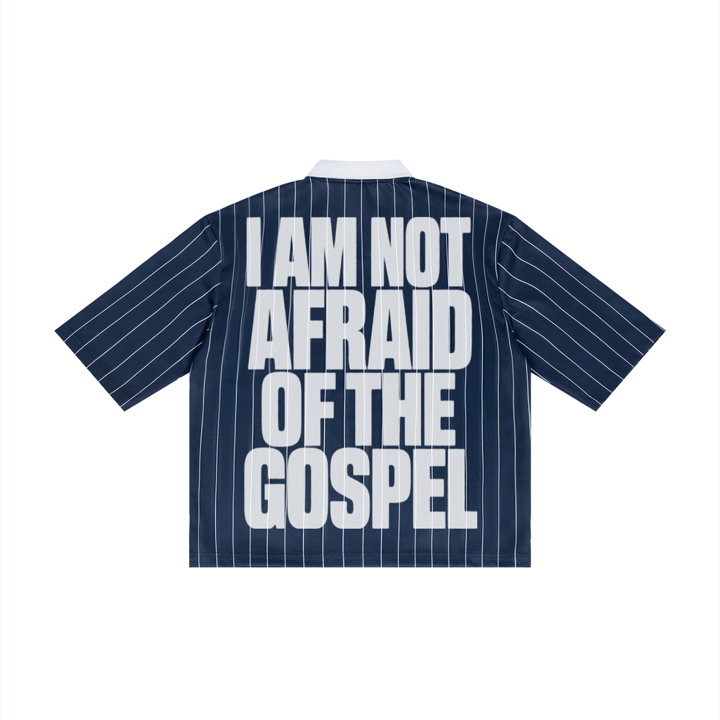 I AM NOT AFRAID OF THE GOSPEL Unisex Pinstripe Collared Soccer Jersey