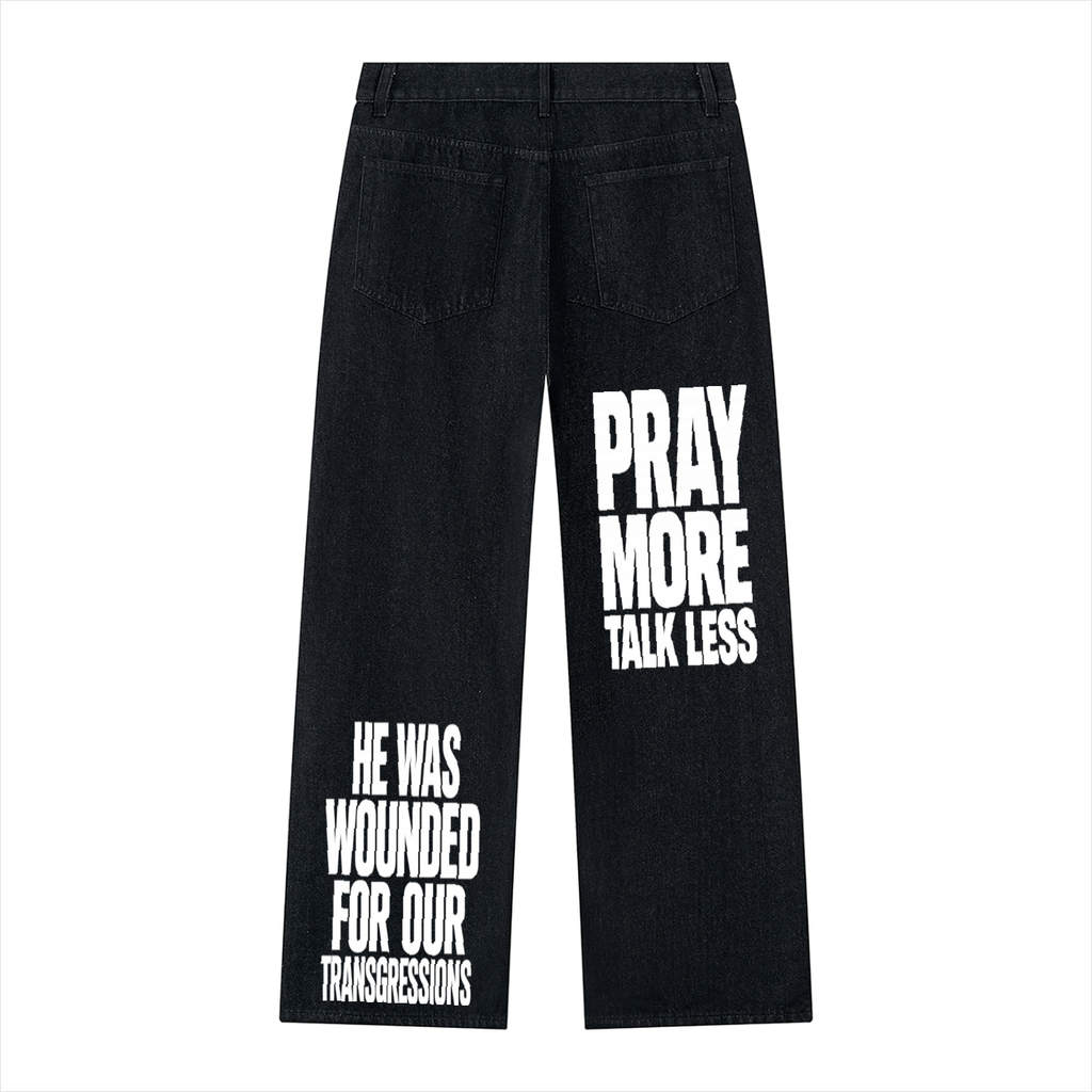 Pray more Talk Less Vintage Wash Wide Leg Denim Jeans