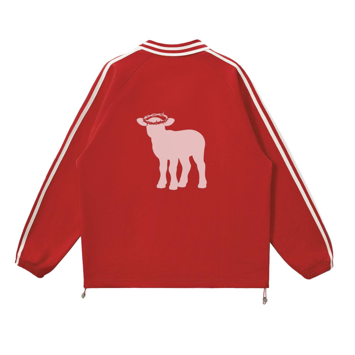 Contrast Striped Lapel Collar Sweatshirt