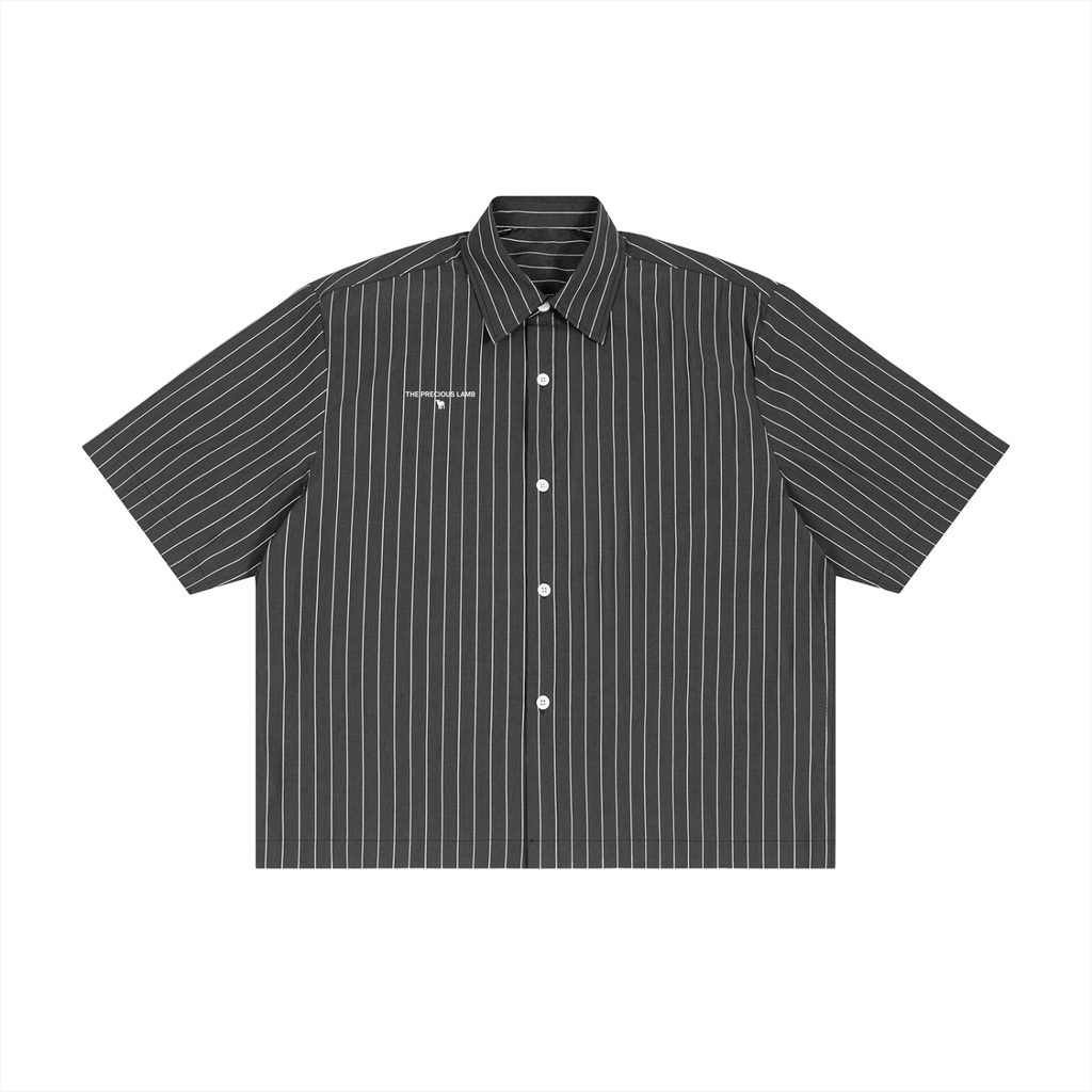 Romans 1:16 Unisex Striped Boxy Button-Up Shirt