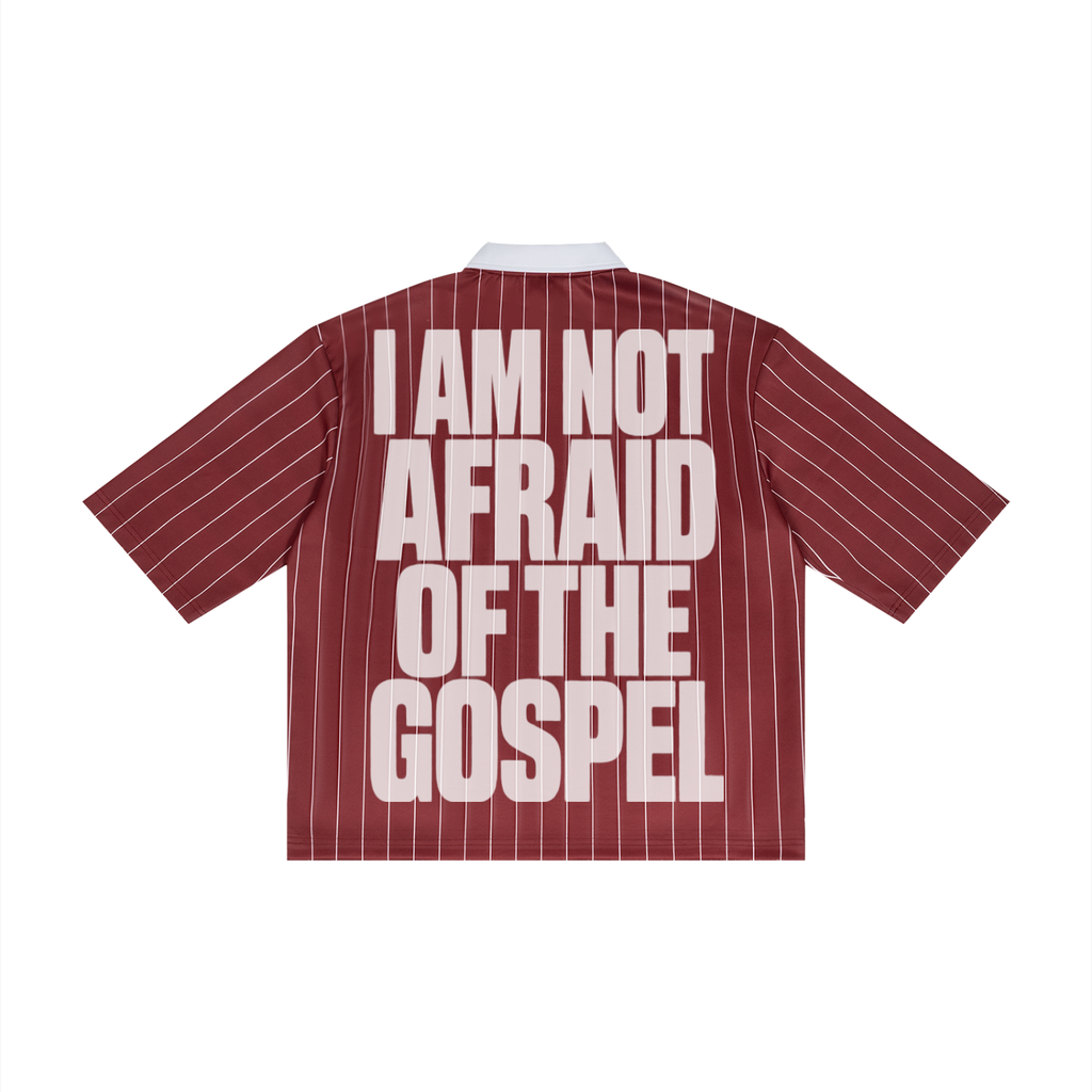 I AM NOT AFRAID OF THE GOSPEL Unisex Pinstripe Collared Soccer Jersey