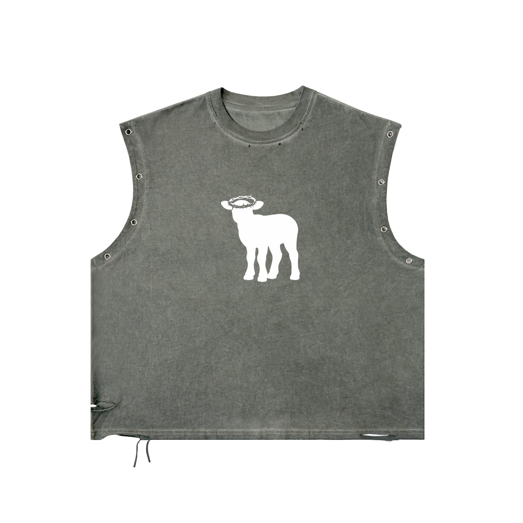 Distressed Grommet Eyelet Tank Top