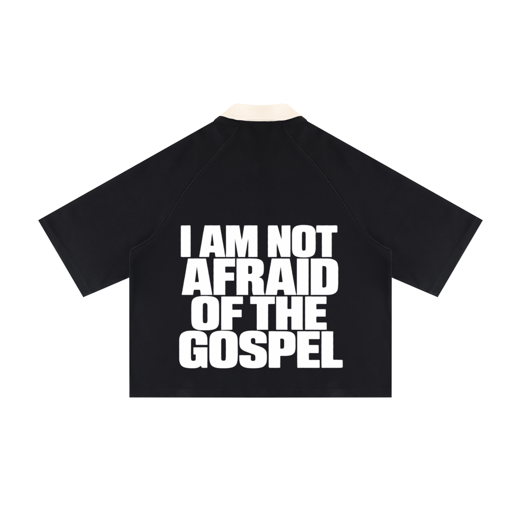 I AM NOT AFRAID OF THE GOSPEL Unisex Color Block Boxy Short Sleeve Shirt