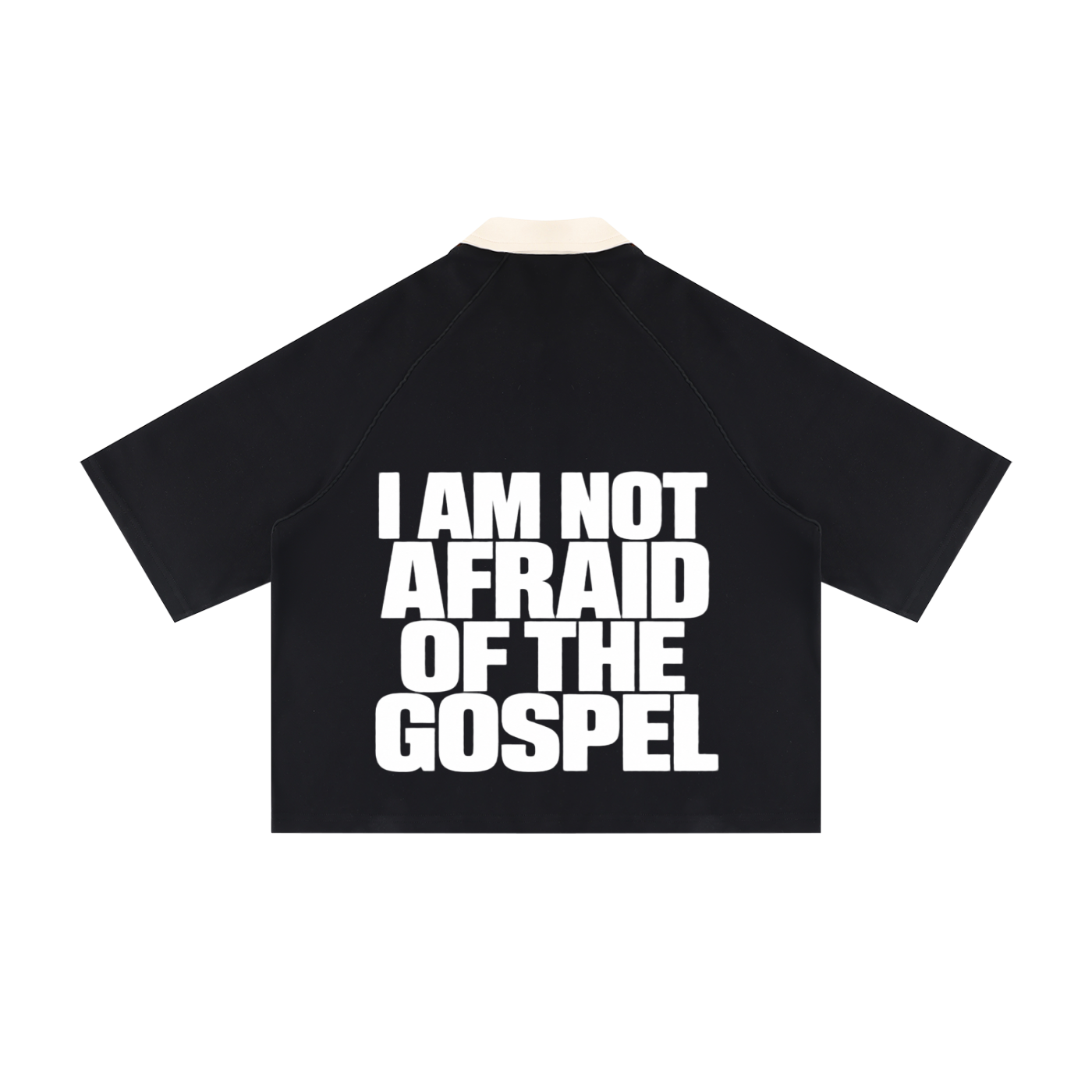 I AM NOT AFRAID OF THE GOSPEL Unisex Color Block Boxy Short Sleeve Shirt