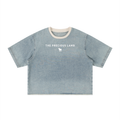 Unisex Vintage Wash Boxy Raw Hem Denim T-Shirt