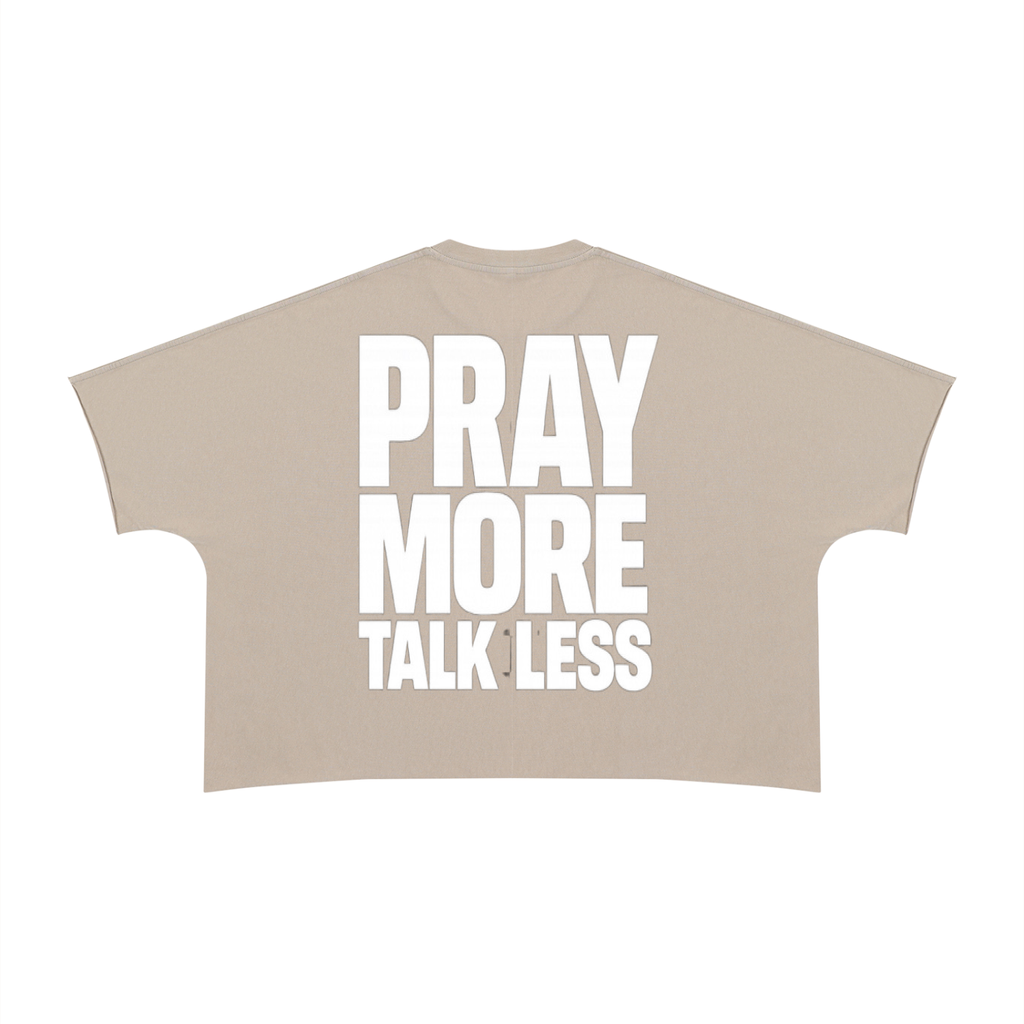 Pray More Talk Less Unisex Heavyweight Boxy Raw Edge T-Shirt