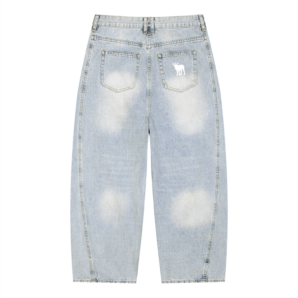 Men's Vintage Wash Sunfade Barrel Leg Jeans