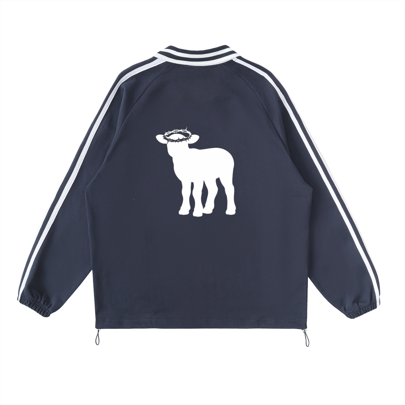 Contrast Striped Lapel Collar Sweatshirt
