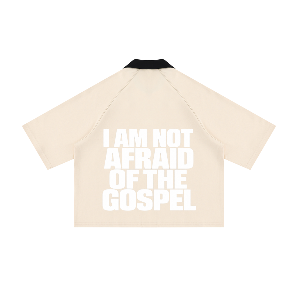 I AM NOT AFRAID OF THE GOSPEL Unisex Color Block Boxy Short Sleeve Shirt