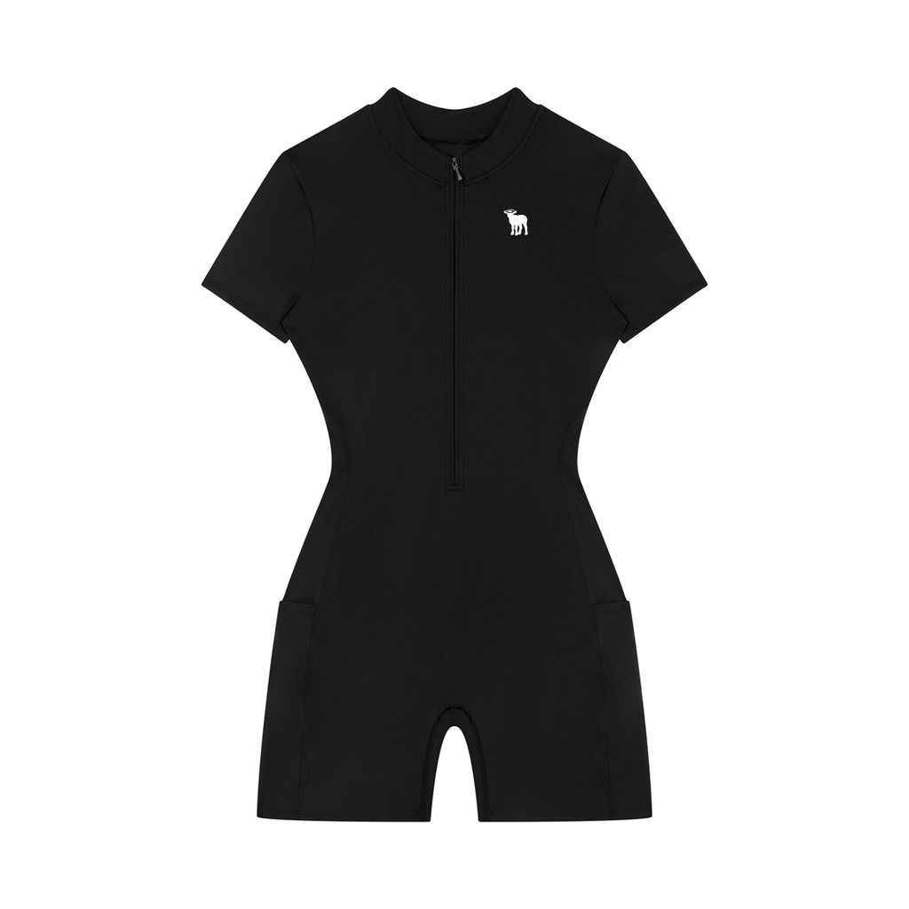 Women's Quarter-Zip Short Sleeve Romper