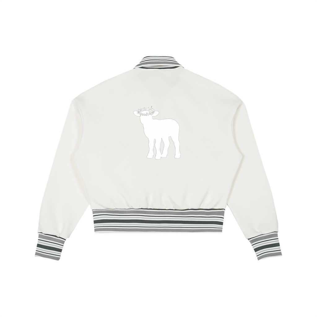 Striped Rib Collar Zip Jacket