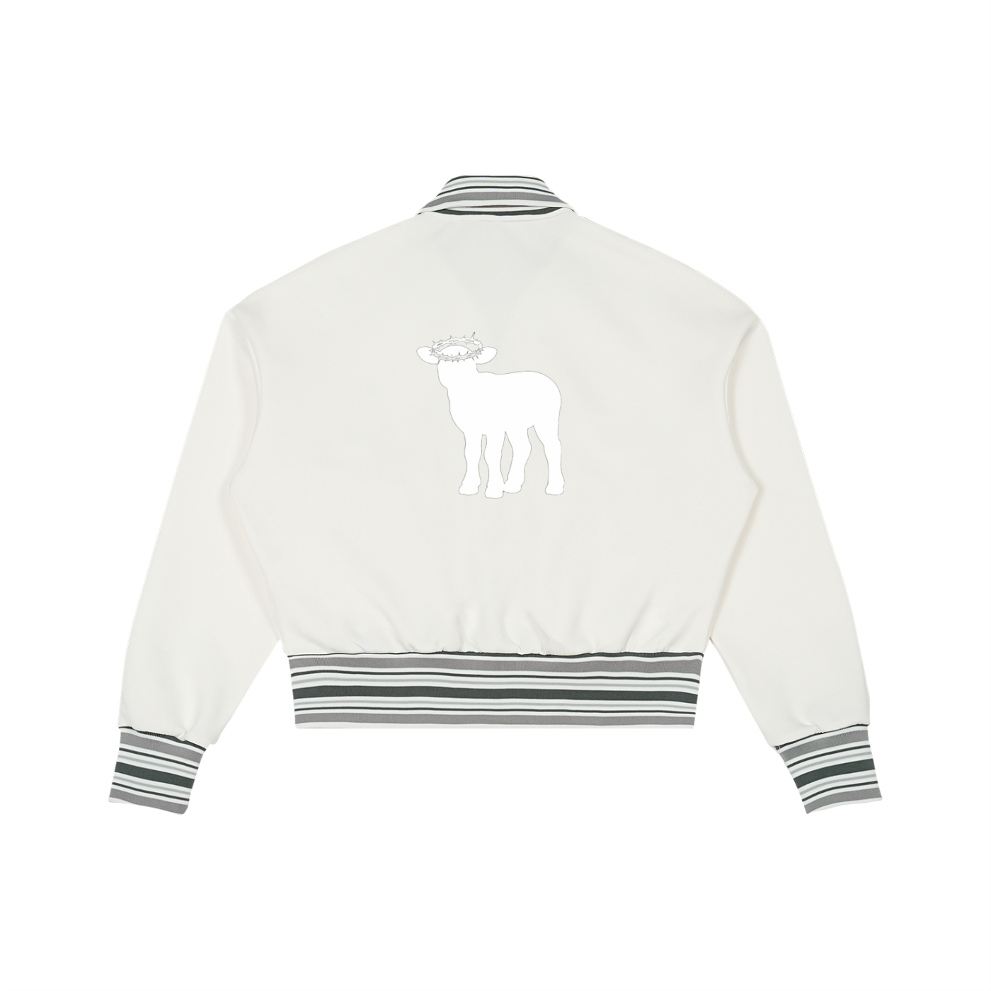 Striped Rib Collar Zip Jacket