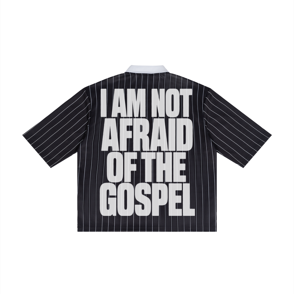 I AM NOT AFRAID OF THE GOSPEL Unisex Pinstripe Collared Soccer Jersey