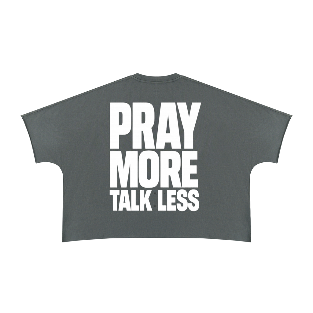 Pray More Talk Less Unisex Heavyweight Boxy Raw Edge T-Shirt