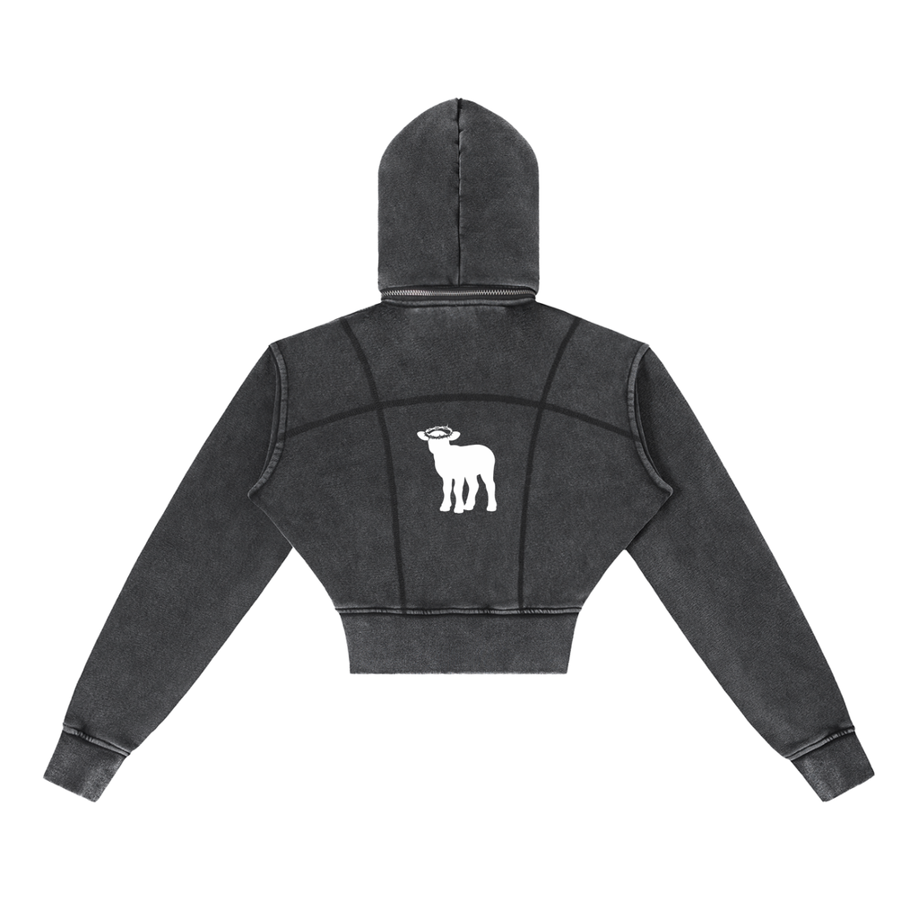 Vintage Washed Cropped Fleece Hoodie