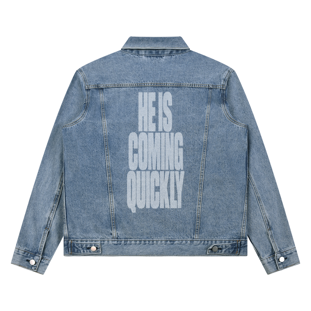Revelation 22:20 Unisex Vintage Wash Denim Jacket