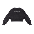 Mineral Wash Balloon Sleeve Cropped Sweater