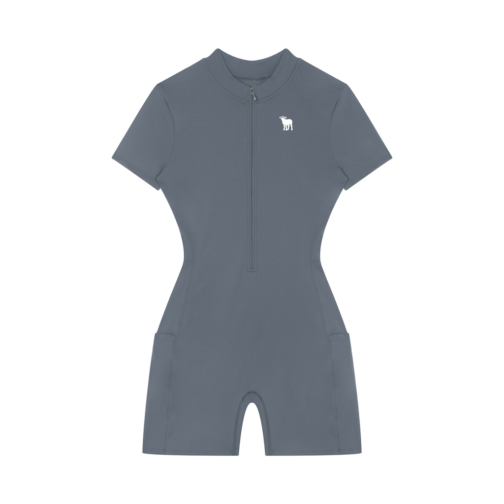 Women's Quarter-Zip Short Sleeve Romper