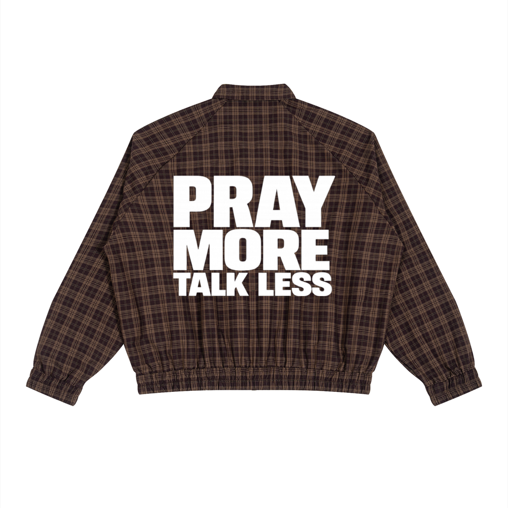 Pray More Plaid Full-Zip Track Jacket