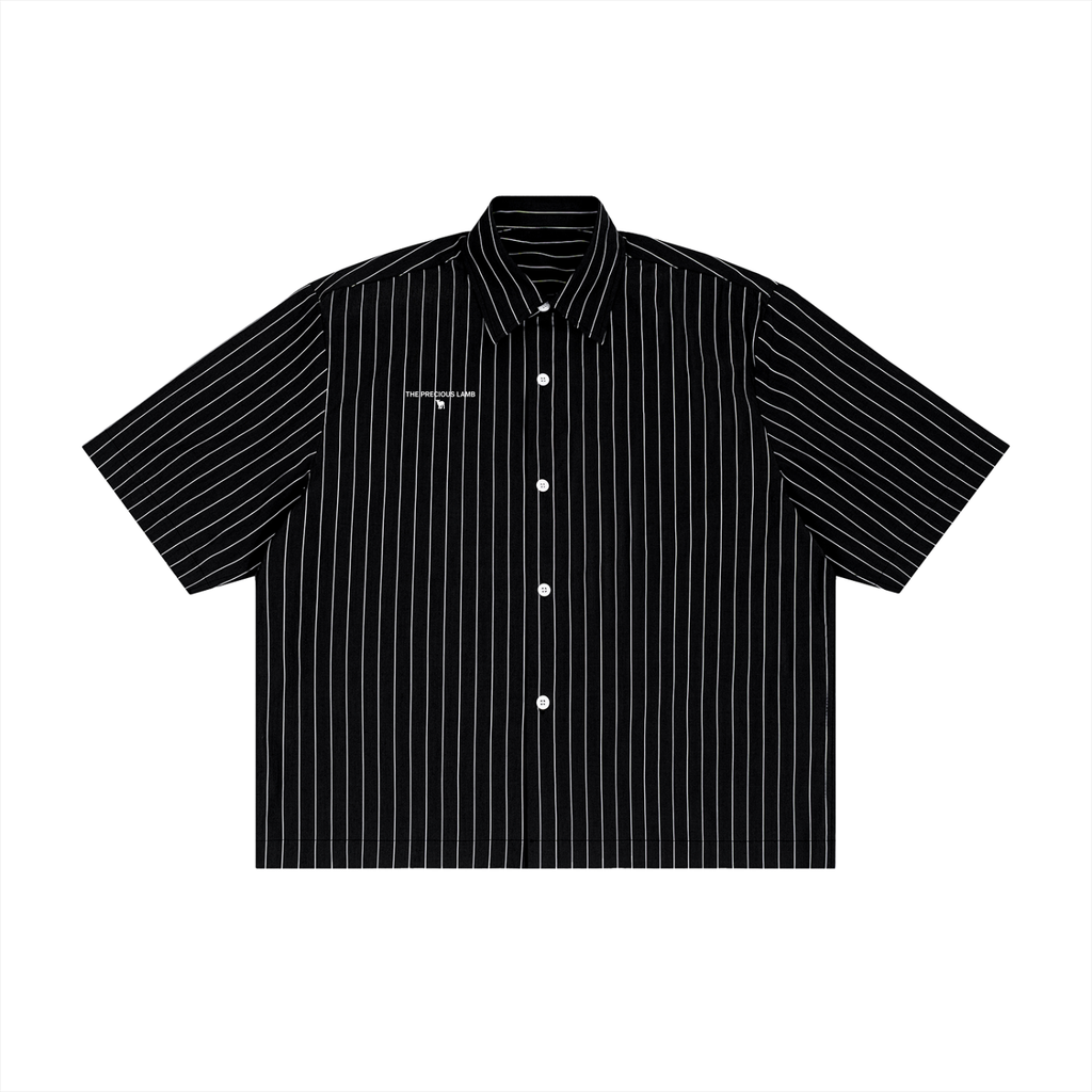 Romans 1:16 Unisex Striped Boxy Button-Up Shirt