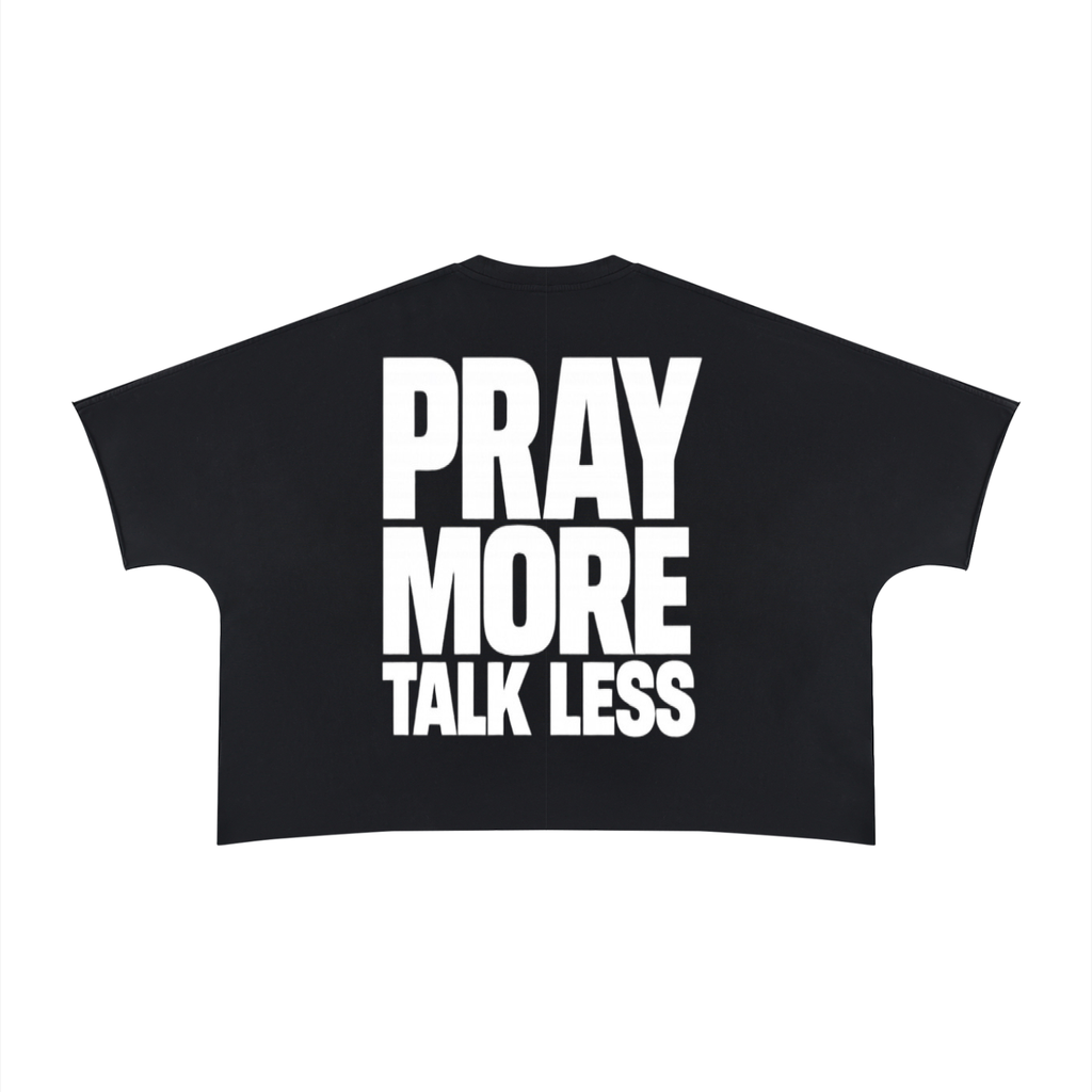 Pray More Talk Less Unisex Heavyweight Boxy Raw Edge T-Shirt